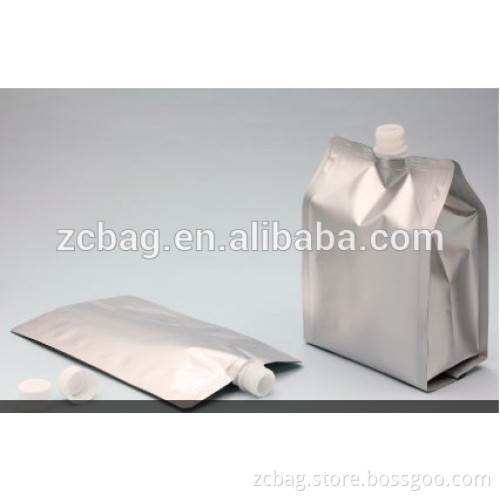 printing pure aluminum foil pouch standup zipper spout nozzle liquid packaging bag